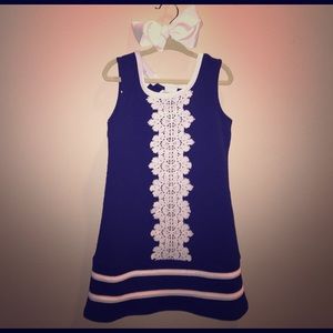 Bonnie Jean navy blue dress with lace in 4T